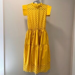 Bright Golden Yellow Eyelet Dress w/ Pockets Size Large